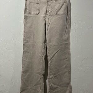 Paige Leenah Jeans Women 30 Beige High Rise Wide Leg Patch Pockets Stretch Denim